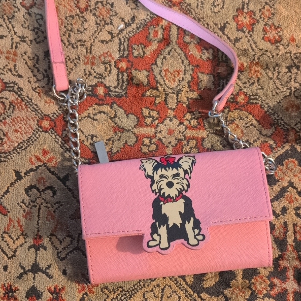 Marc Tetro Yorkie Dog Chain Strap Crossbody Wallet